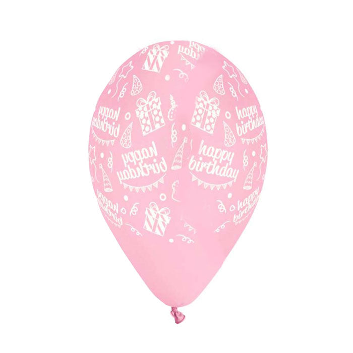12" Μπαλόνι Happy Bday baby pink (25 τεμ)