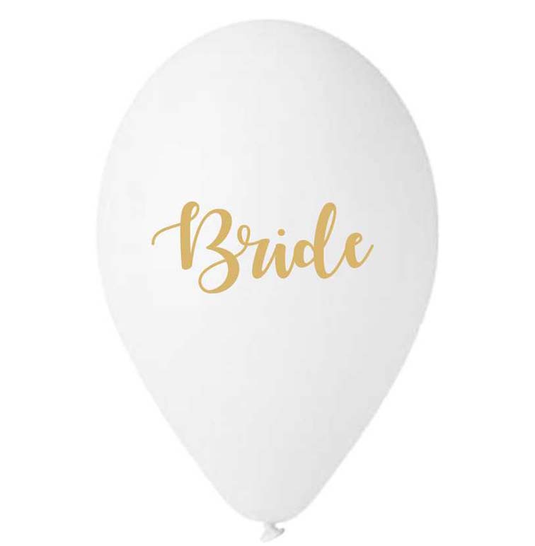 13" Μπαλόνι τυπωμένο λευκό Bride (25 τεμ)