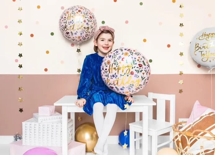 18" Μπαλόνι Happy Birthday φλοράλ