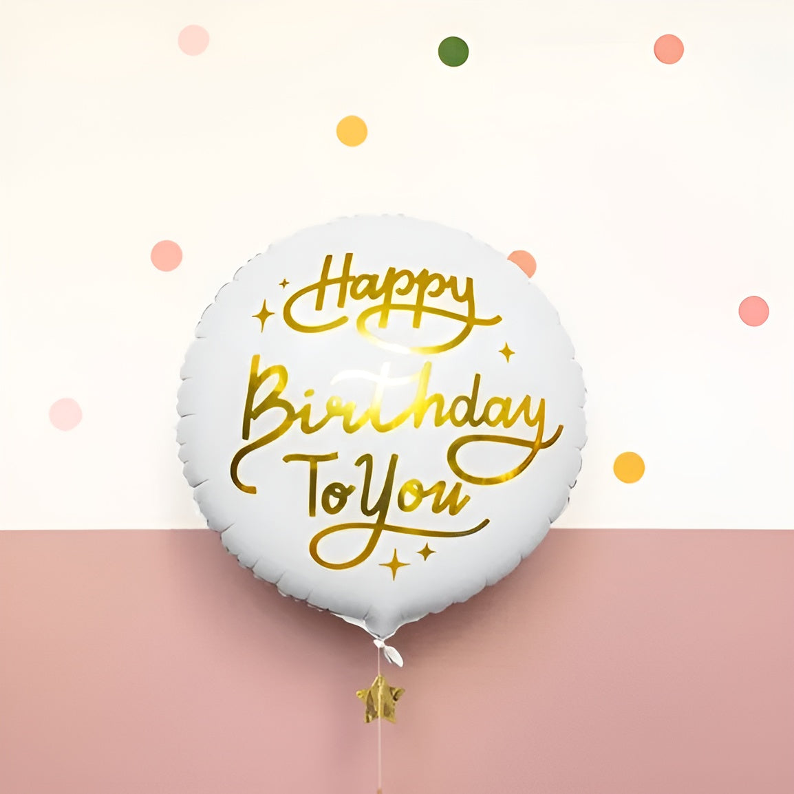 18" Μπαλόνι Happy Birthday to You άσπρο-χρυσό