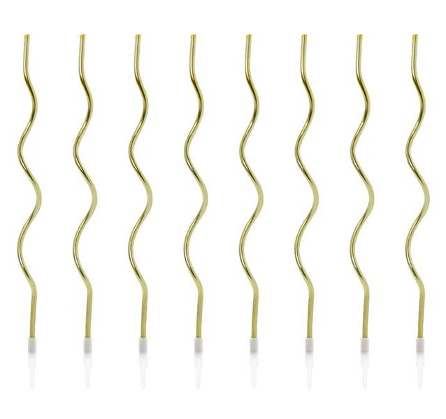 Χρυσά ψηλά κεράκια Curl (8 τεμ)