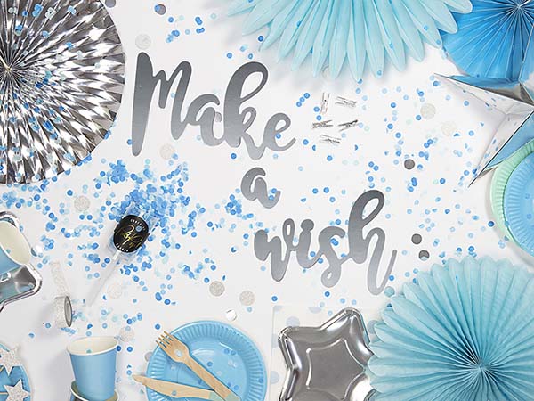Διακοσμητικό μπάνερ ασημί "Make a wish"
