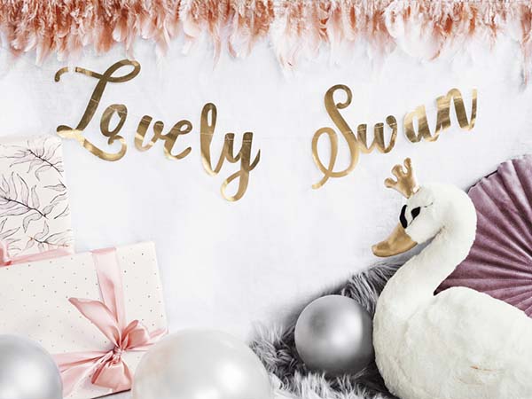 Διακοσμητικό μπάνερ χρυσό "Lovely Swan"