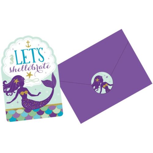 Προσκλήσεις πάρτυ Mermaid Wishes (8 τεμ)
