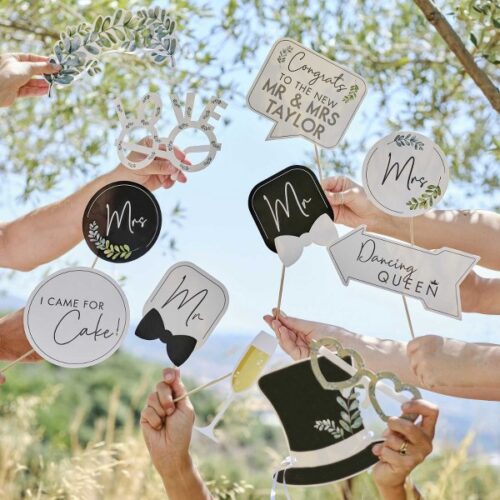 Σετ Photo booth Props Γάμου με αυτοκόλλητα (13 τεμ)