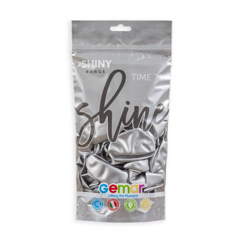 Shiny Ασημί Λάτεξ Μπαλόνια (5 τεμ)