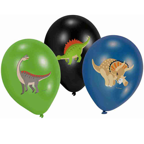 11″ Μπαλόνια τυπωμένα Happy Dinosaur 3 χρώματα (6 τεμ)
