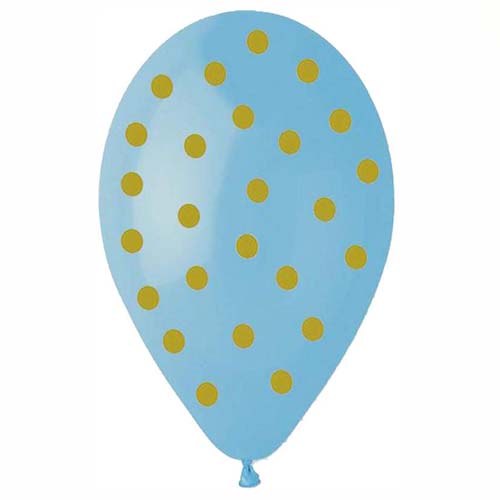 12" Μπαλόνι Baby Blue με χρυσό πουά (25 τεμ)