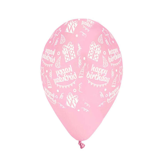 12" Μπαλόνι Happy Bday baby pink (25 τεμ)