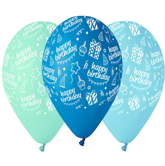 12" Μπαλόνι Happy Bday αστεράκια ροζ αποχρώσεις (25 τεμ)