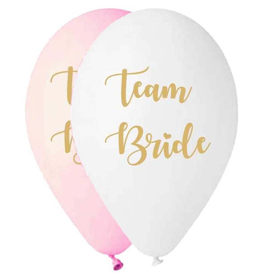 12" Μπαλόνι τυπωμένο Team Bride ροζ- χρυσό (25 τεμ)