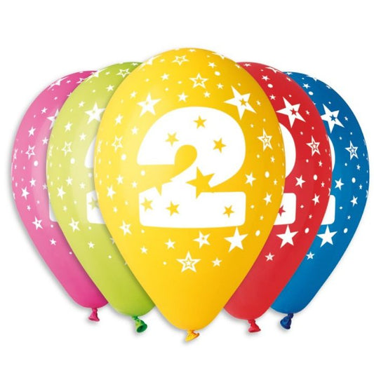 12" Πολύχρωμα Μπαλόνια Αριθμός 2 (25 τεμ)