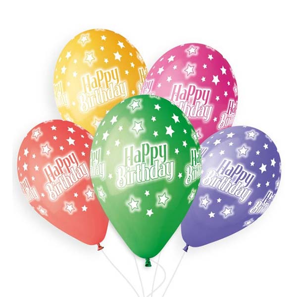 13″ Μπαλόνια Happy Birthday Ασπρόμαυρα (25 τεμ)