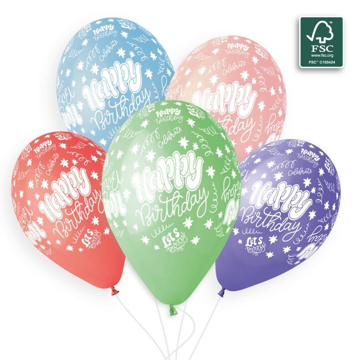 13″ Μπαλόνια Happy Birthday Ασπρόμαυρα (25 τεμ)