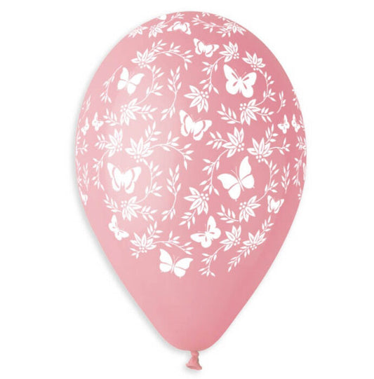13'' Μπαλόνια Πεταλούδες &amp; Φύλλα baby pink (25 τεμ)