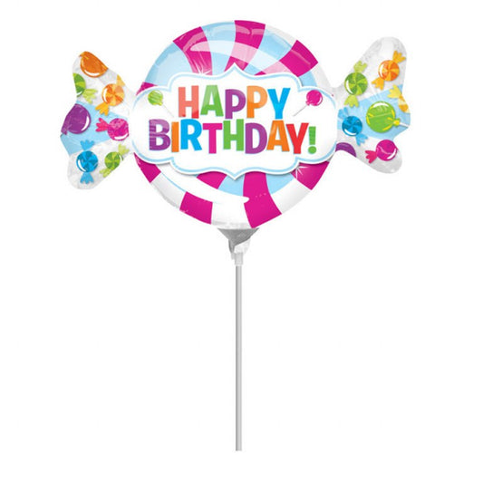 13" Mini Shape Μπαλόνι Καραμέλα 'Happy Birthday'