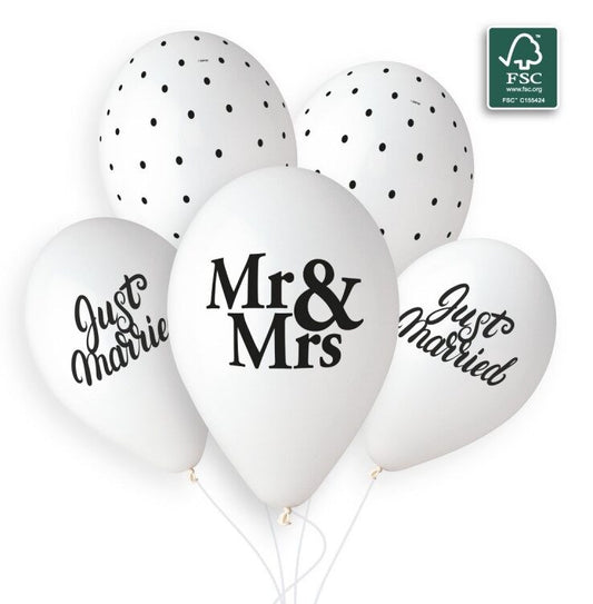 13" Μπαλόνια Just Married - Mr &amp; Mrs (25 τεμ)