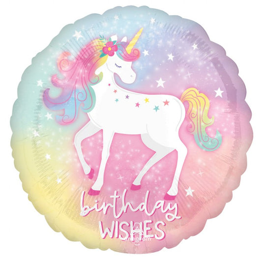 18" Μπαλόνι μαγεμένος Μονόκερος 'Birthday Wishes'