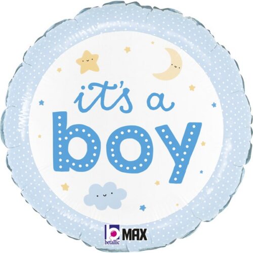18'' Μπαλόνι It's a Boy Μπλε Πουά με Αστεράκια