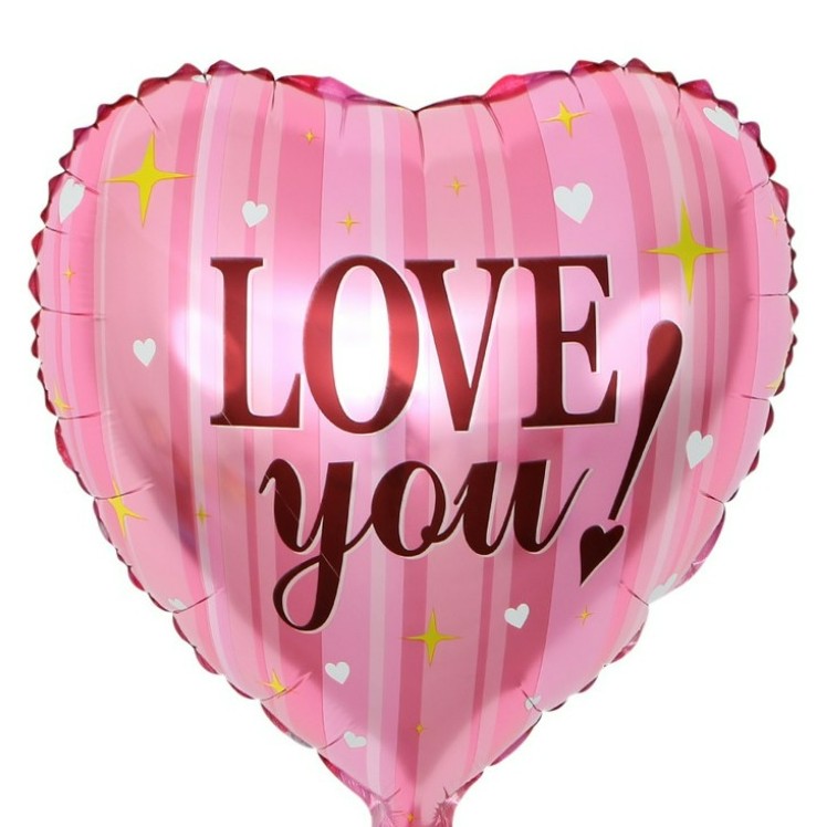 18'' Μπαλόνι Καρδιά 'Love you' παστέλ όμπρε