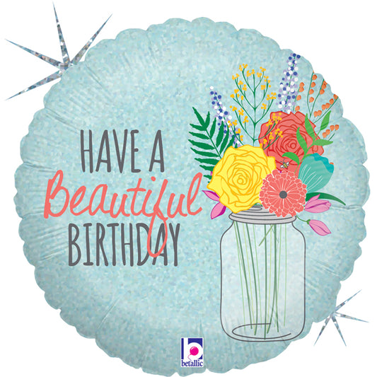18" Μπαλόνι Beautiful Birthday φλοράλ