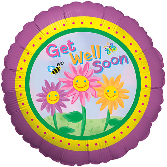 18" Μπαλόνι Get Well με λουλούδια