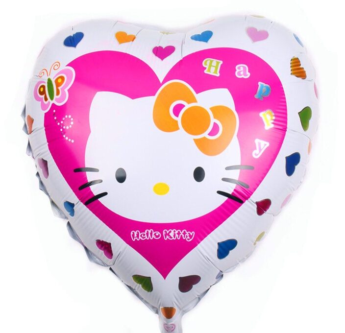 18" Καρδια Hello Kitty με ροζ καρδούλες