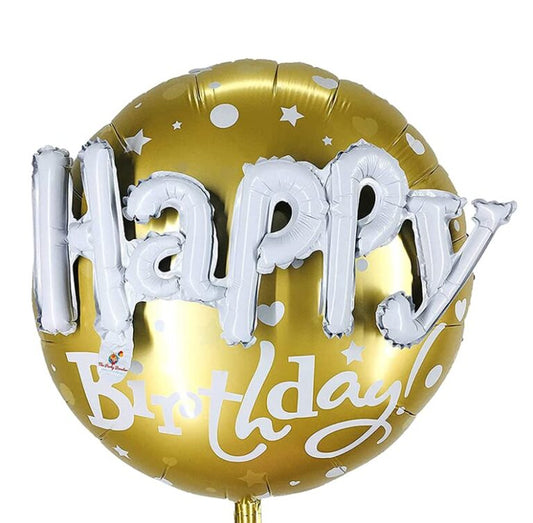 24" Μπαλόνι Happy Birthday 3D χρυσό