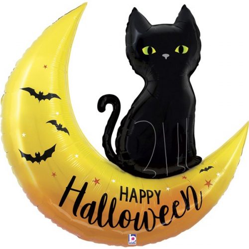 41" Μπαλόνι Happy Halloween Φεγγάρι &amp; Γάτα