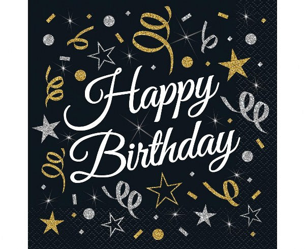 Χαρτοπετσέτες Happy Birthday Χρυσό (20 τεμ)