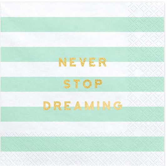 Χαρτοπετσέτες Μέντα ριγέ - Never Stop Dreaming (20 τεμ)