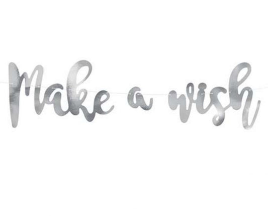 Διακοσμητικό μπάνερ ασημί "Make a wish"