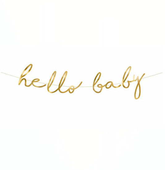 Διακοσμητικό μπάνερ χρυσό "Hello Baby" 70 εκ.