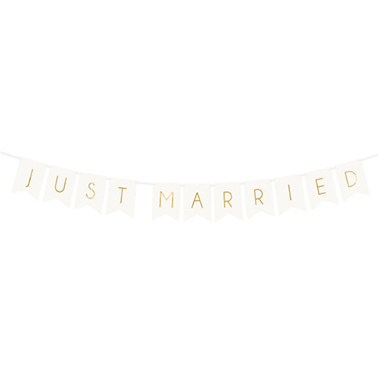Διακοσμητικό μπάνερ γάμου λευκό "Just Married"