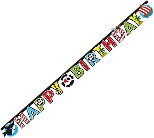 Γιρλάντα Happy Birthday Πειρατές και Καρχαρίες 1,80m