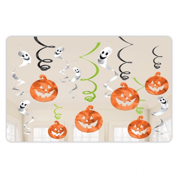 Κρεμαστά διακοσμητικά Halloween Κολοκύθες &amp; Φαντάσματα (12 τμχ)