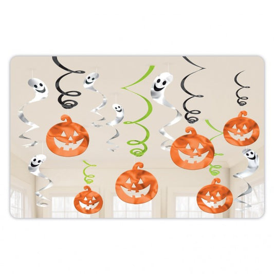 Κρεμαστά διακοσμητικά Halloween Κολοκύθες &amp; Φαντάσματα (12 τμχ)