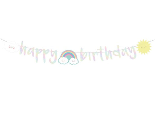 Μπάνερ "Happy Birthday" Ουράνιο Τόξο &amp; Σύννεφο 180cm