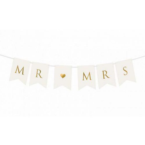 Μπάνερ γάμου λευκό Mr &amp; Mrs