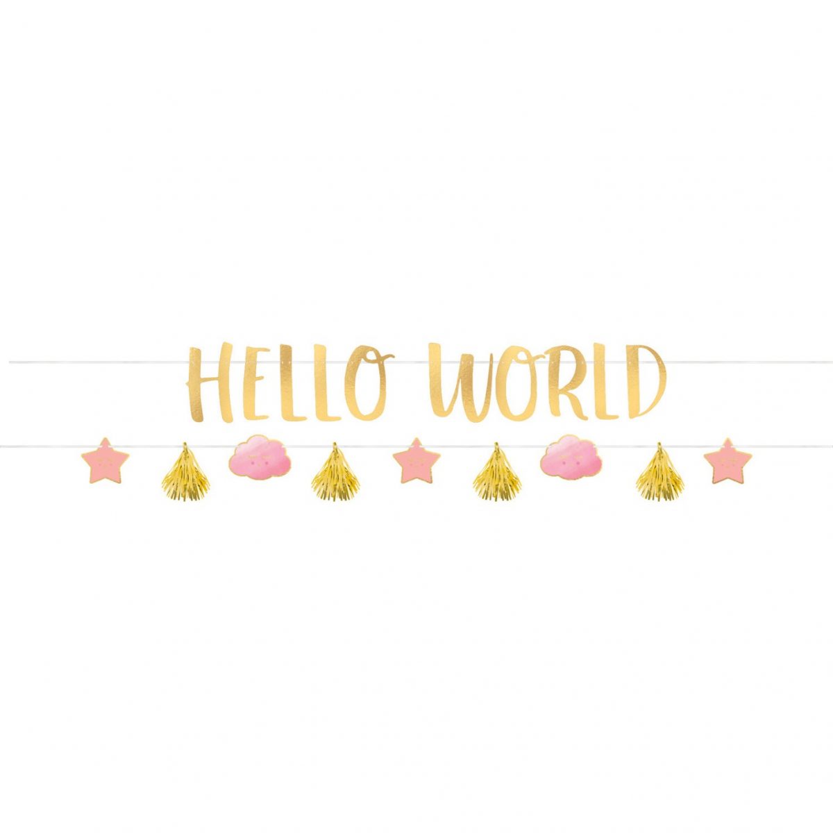 Μπάνερ Oh Baby Girl "Hello World"