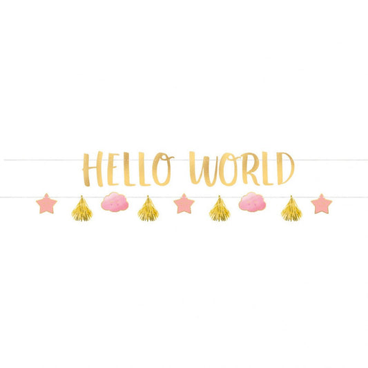 Μπάνερ Oh Baby Girl "Hello World"