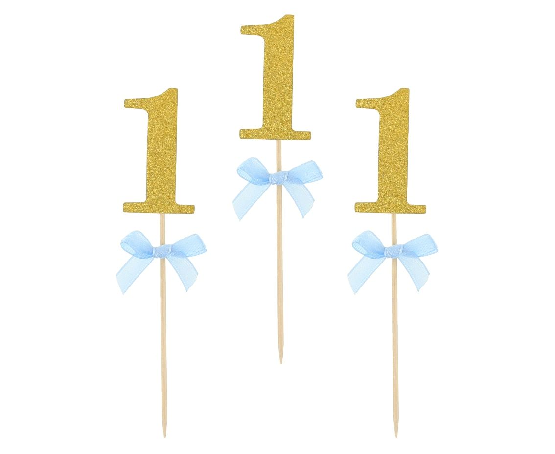 Οδοντογλυφίδες πάρτυ 1st Birthday γαλάζιο (10 τεμ)