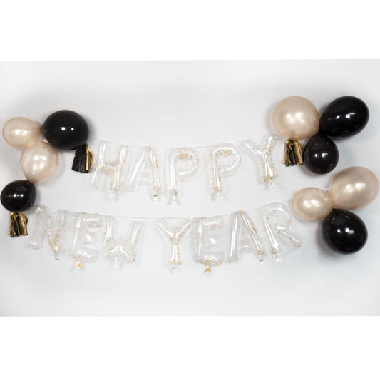 Σετ διάφανα μπαλόνια Happy New Year (30 τεμ)