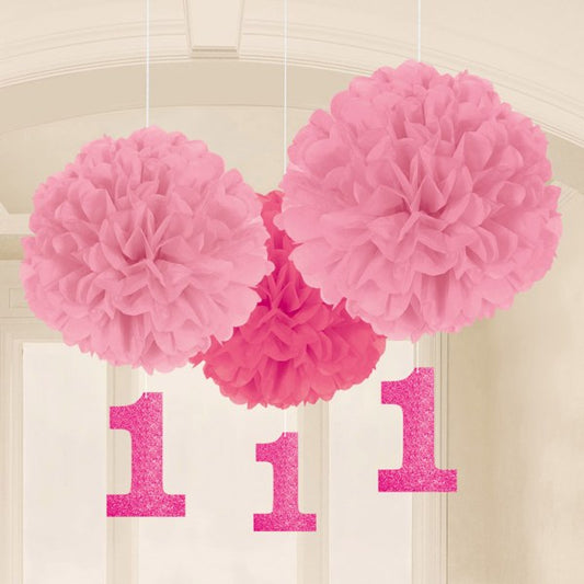 Σετ Fluffy Pom Pom 1st Birthday Girl (3 τεμ)