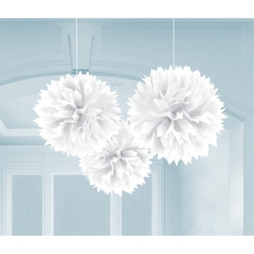 Σετ Fluffy Pom Pom Άσπρα (3 τεμ)