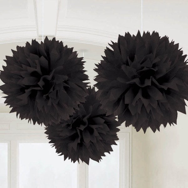 Σετ Fluffy Pom Pom Μαύρα (3 τεμ)