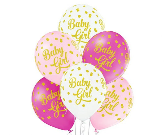 Λάτεξ μπαλόνια Baby Girl αρκουδάκι (6 τεμ)