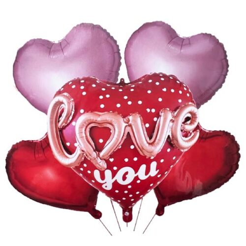 Σετ Μπαλόνια Love You καρδιές (5 τεμ)