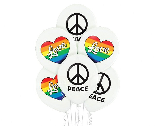 Σετ μπαλόνια Peace and Love (6 τεμ)