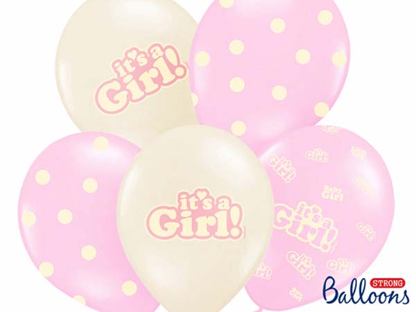 Σετ Μπαλόνια τυπωμένα "It's a Girl" (6 τεμ)